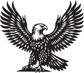 Obraz premium eagle silhouette black and white vector illustration