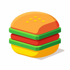 3D Burger Icon Illustration Fast Food Concept with Vibrant Colors and Modern Design for Restaurant Menus and Food Delivery Apps