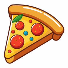 3D Cartoon Pizza Icon on White Background A vibrant and playful vector illustration of a pizza slice perfect for food