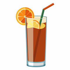 Realistic Long Island Iced Tea Cocktail Illustration on White Background a refreshing mixed alcoholic drink in a glass with ice