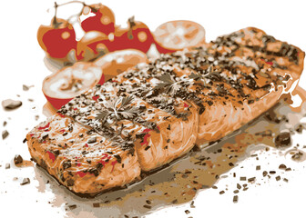 grilled salmon with vegetables
