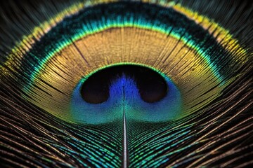 Obraz premium Colorful Peacock Feather Displaying Vibrant Iridescent Patterns