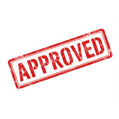 Red approved stamp grunge texture isolated on white background