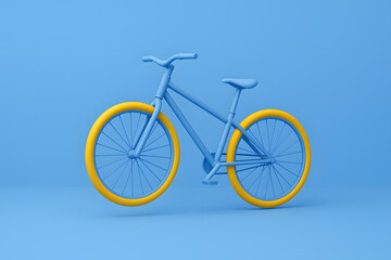 Fototapeta premium Blue Bicycle with Yellow Tires, a Fun and Colorful Transport Design for Cycling Enthusiasts
