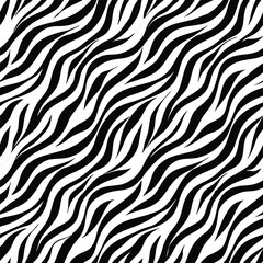 Zebra Print Seamless Pattern &ndash; Bold Black and White Animal Skin Vector Background for Safari, Fashion Textile, Wildlife Decor, and Modern Design Use