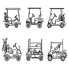 golf cart simple line art vector design illustration