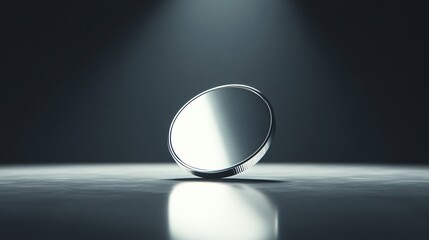 Elegant Silver Coin Spinning on Smooth Surface in Soft Light