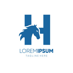 Letter H Initial Horse Logo Design Vector Icon Graphic Emblem Symbol Image Illustration 
