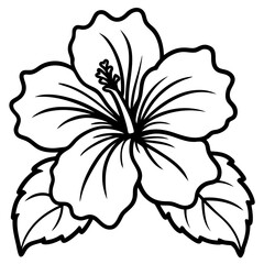 Elegant Hibiscus Flower Illustration on Clean White Background Vibrant Floral Design for Creative Projects and Tropical Themed Artwork Vector Graphic
