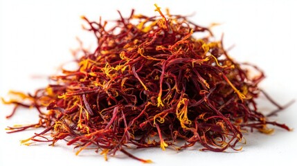Fototapeta premium Pile Of Saffron Threads On White Background