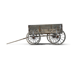 Fototapeta premium Old Wooden Wagon isolated on transparent background