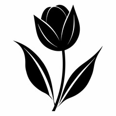 Elegant Tulip Silhouette Vector Design A Single Black Tulip Flower on a Clean White Background Ideal for Various Creative Projects