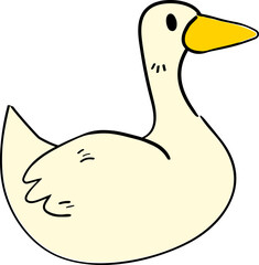 Hand Drawn Cartoon Goose Duck Bird Character Illustration