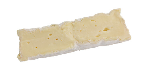 fresh camembert cheese isolated on white background, top view of camembert cheese piece
