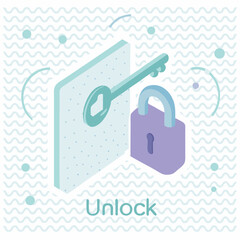 Secure padlock and key vector icon for web safety and internet privacy