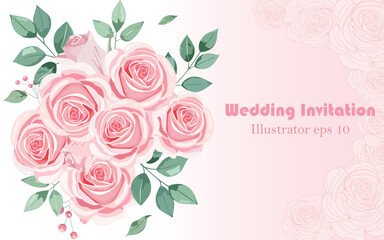 Wedding invitation design. Rose wedding invitation design