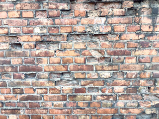 Old red brick wall, mur ściana z czerwonej cegły, kamienna

