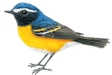 Naklejka premium Vibrant blue and yellow bird illustration isolated on transparent background