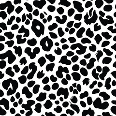 Leopard Animal Print Pattern – Seamless Vector Background in Black and White for Wild Jungle Style, Fashion Design, and Safari Textile Concepts