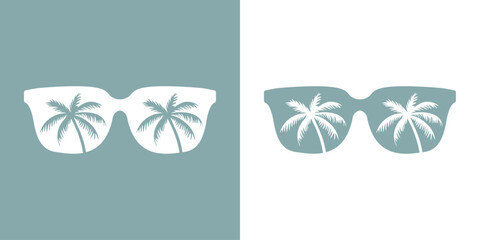 Destino de vacaciones. Silueta de gafas de sol con la palma  © teracreonte