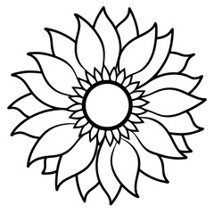 Vibrant Sunflower Illustration on White Background with Detailed Petals and Center Ideal for Spring and Summer Designs