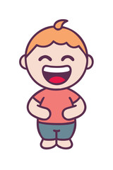 Obraz premium Laughing boy cartoon front view