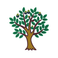 Fototapeta premium Green leafy tree illustration on white