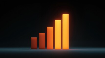 3d rendering of a bar graph. the bars are arranged in a vertical line, with the highest bar at the bottom and the lowest at the top. the highest bar is orange, while the lowest bar is yellow.