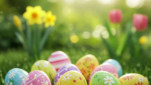 easter eggs in grass