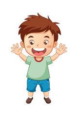 Cartoon boy jumping with excitement