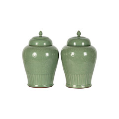 green trash can  19th Century Celadon Ginger Jars