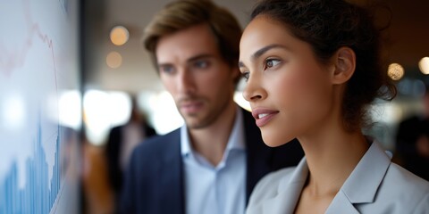 Focused business discussion: young multiracial professionals analyzing data together