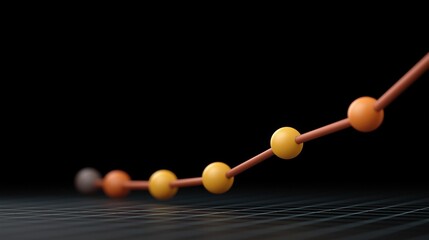 3d rendering of a molecular model of a molecule. the molecule is made up of six orange spheres connected by a thin orange line.