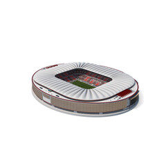 Modern soccer stadium exterior view isolated on transparent background © Realistic PNG