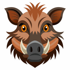 Warthog Head On Illustration with White Background for Banner or Advertisement Design Featuring a Detailed Animal Portrait
