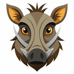 Warthog Head On Illustration on White Background for Banner or Advertisement Design Project Clean and Simple