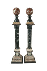 antique silver bronze candlestick with candle  Pair of Antique Marble and Bronze Columns, 19th Century