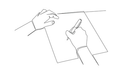 Writing Hand Continuous Line Vector Illustration