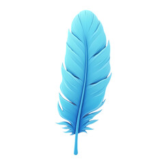 Fototapeta premium Isolated single light blue feather on a black background view isolated on white background