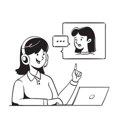 Hand Drawn Line Online Shopping E-Commerce Illustration