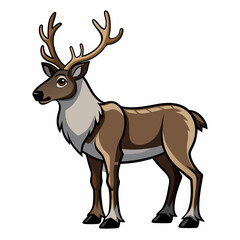 Caribou Illustration on White Detailed Vector Design of a Majestic Caribou with Antlers Perfect for Wildlife and Nature Themed Projects