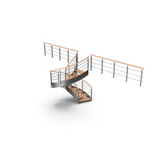 Modern staircase isolated on transparent background