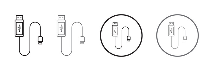 USB cable icon Vector Graphic set