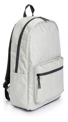 Fototapeta premium Stylish gray backpack suitable for school, travel, or daily use with multiple compartments and durable fabric
