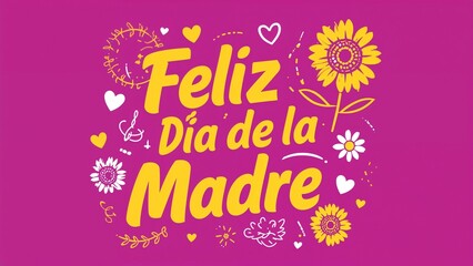 Feliz Día de la Madre Pink Background Floral Design