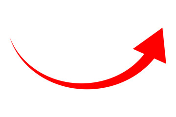 Red arrow icon on white background, in circular shape
