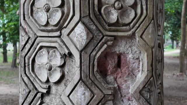 Old heritage house column at Pakutia Zamindar Bari, Nagarpur, Bangladesh