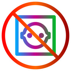 No electrical outlet vector icon with prohibition sign for safety message