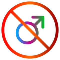 Male Symbol Prohibition Sign with Gradient Colors and Red Circle