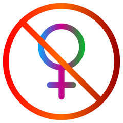 Prohibition Sign with Female Symbol and Gradient Color